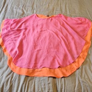 Pink and Orange Flowy Poncho Top